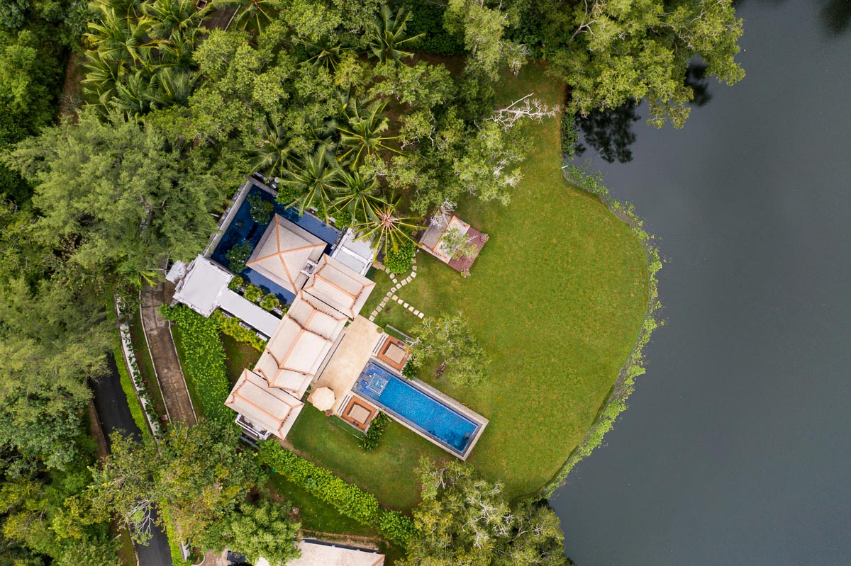 pool villa the banyan tree aerial drone photography