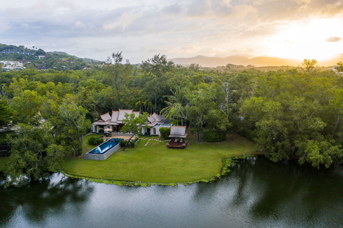 the banyan tree sunrise aerial photography double pool villa