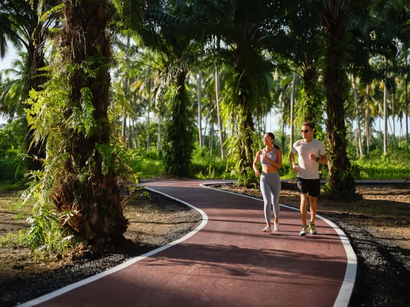 Running on the track of the JW Garden JW Marriott Khao Lak