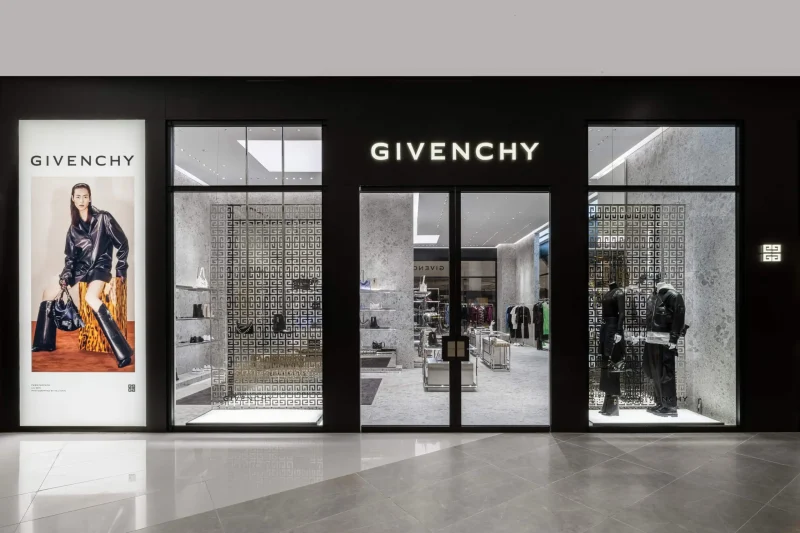 Givenchy storefront at Siam Paragon, Bangkok, with illuminated sign and window displays